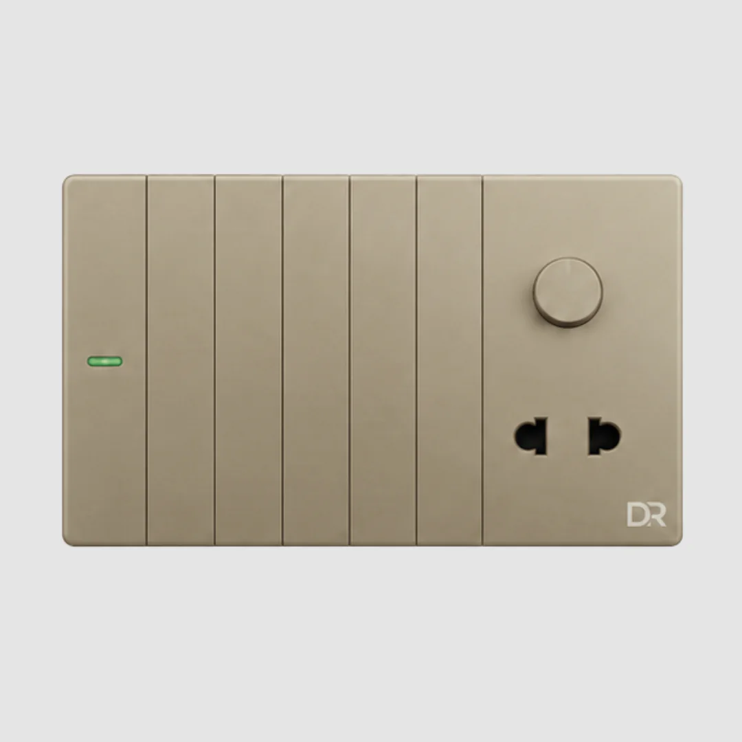 Champagne - 6+1 Dimmer Switch Sockets - Image 1